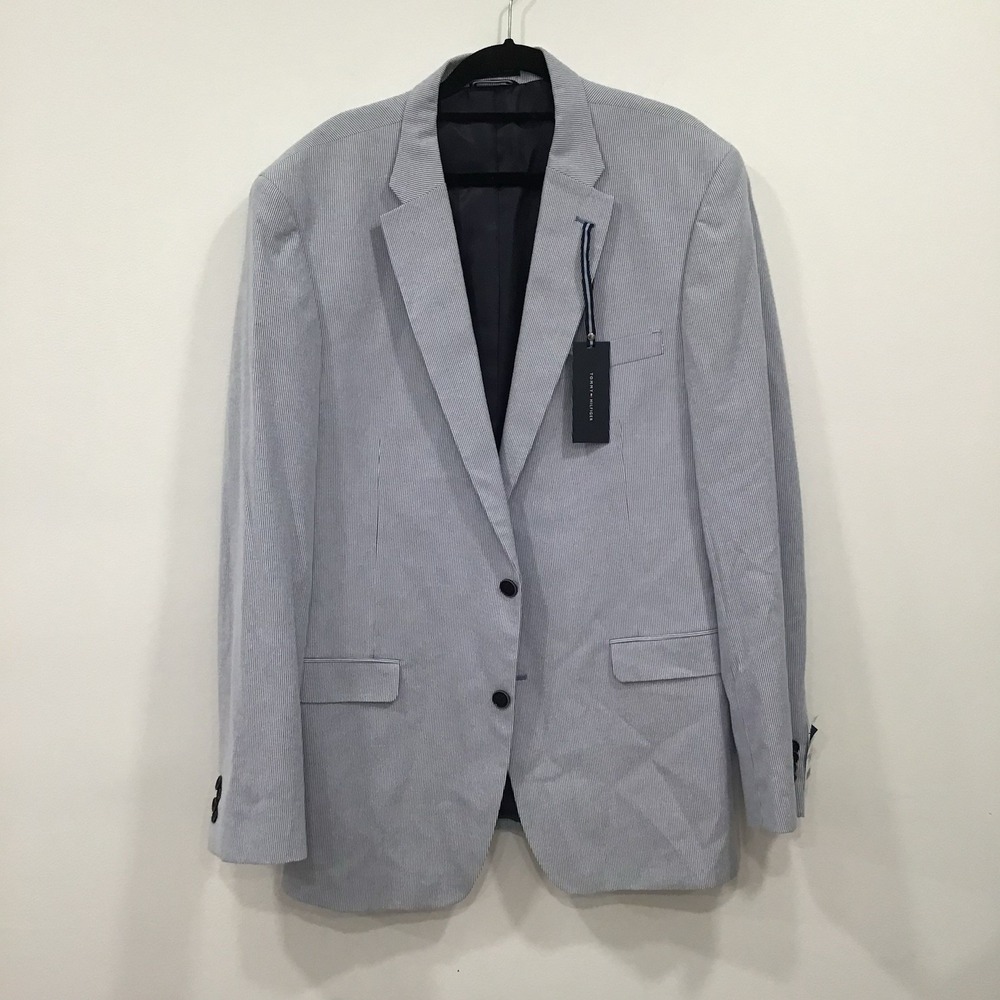 Tommy Hilfiger Mens Blazer Sports Coat Sear Sucker Blue Striped L44 Nautical - Picture 6 of 16